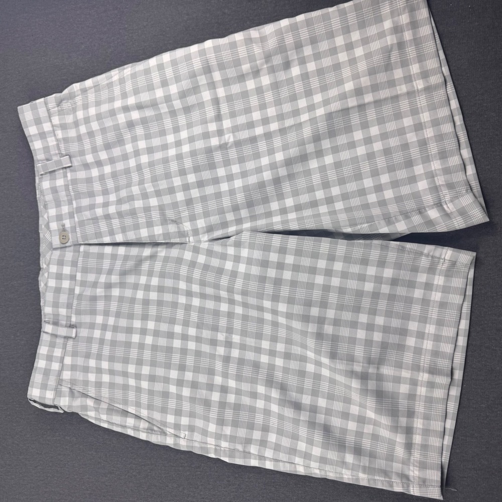 Nike Golf Dri-FIT Shorts Mens 32 Grey White Plaid Checkered pro Flat Front - Picture 4 of 13
